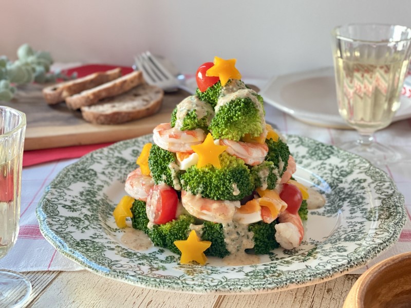 えびとブロッコリーのツリーサラダ | レシピ | 理研ビタミン株式会社